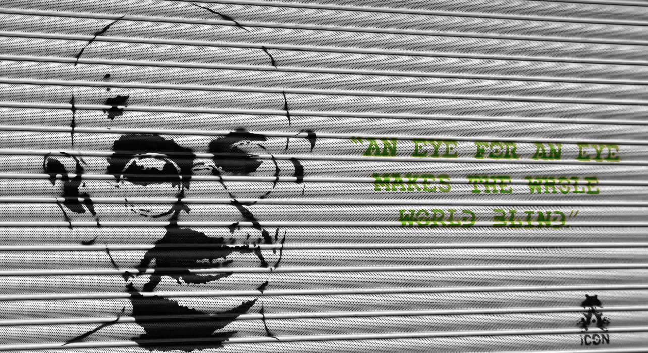Graffiti zur Konflikten Gandhi